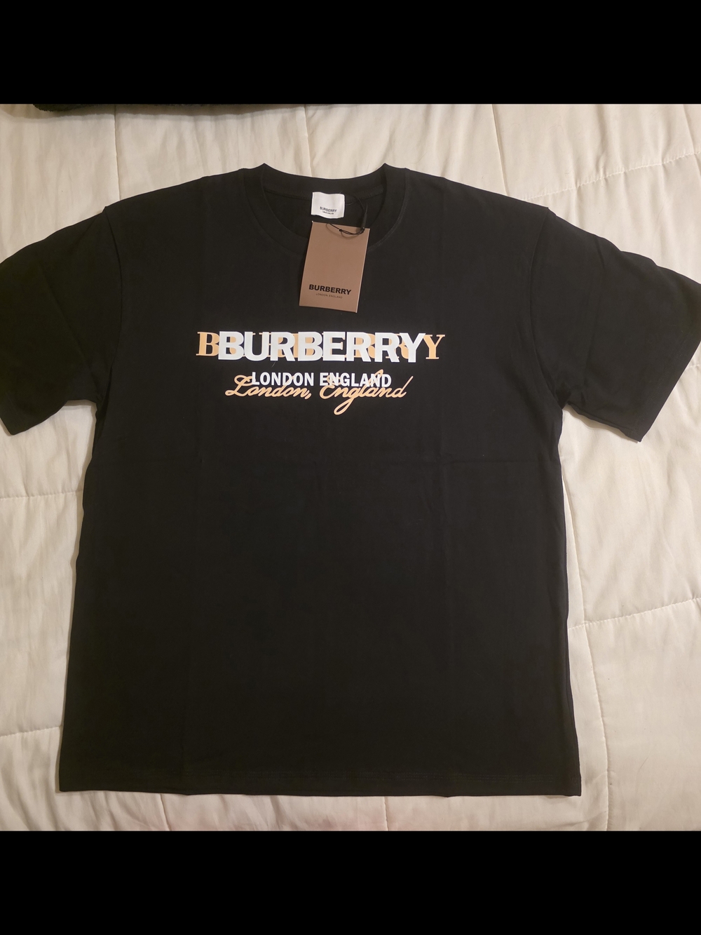 Burberry Black Logo Graphic Tee - London England Print